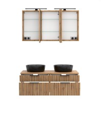 Waschtisch-Set >Nizza< (2-tlg.) in Wotaneiche, schwarz - 120x200x47cm (BxHxT)
