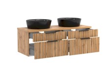Waschtisch-Set >Nizza< (2-tlg.) in Wotaneiche, schwarz - 120x200x47cm (BxHxT)