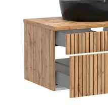 Waschtisch-Set >Nizza< (2-tlg.) in Wotaneiche, schwarz - 80x200x47cm (BxHxT)