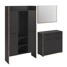 Garderoben-Set >Bueno< in Basalt - 215x189x37cm...