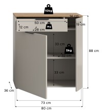 Kommode >Slide< in kaschmir - 80x88x36cm (BxHxT)