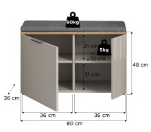 Sitzbank >Slide< in Evoke Oak - 80x48x36cm (BxHxT)