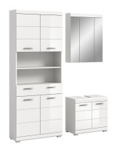Badezimmer-Set >Scout< in Weiß / Weiß Hochglanz - 149x191x34cm (BxHxT)