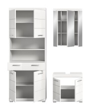Badezimmer-Set >Scout< in Weiß / Weiß Hochglanz - 149x191x34cm (BxHxT)