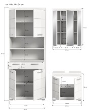 Badezimmer-Set >Scout< in Weiß / Weiß Hochglanz - 149x191x34cm (BxHxT)