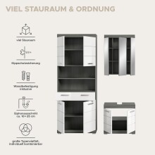 Badezimmer-Set >Scout< in Rauchsilber / Weiß Hochglanz - 149x191x34cm (BxHxT)