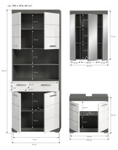 Badezimmer-Set >Scout< in Rauchsilber / Weiß Hochglanz - 149x191x34cm (BxHxT)
