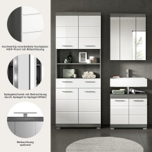 Badezimmer-Set >Scout< in Rauchsilber / Weiß Hochglanz - 149x191x34cm (BxHxT)
