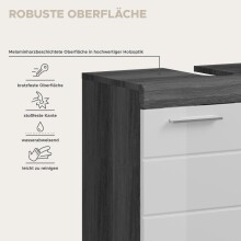Badezimmer-Set >Scout< in Rauchsilber / Weiß Hochglanz - 149x191x34cm (BxHxT)