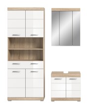 Badezimmer-Set >Lambada< in Sonoma Eiche / Weiß Hochglanz - 149x191x34cm (BxHxT)