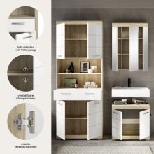 Badezimmer-Set >Lambada< in Sonoma Eiche / Weiß Hochglanz - 149x191x34cm (BxHxT)