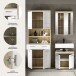 Badezimmer-Set >Lambada< in Sonoma Eiche / Weiß Hochglanz - 149x191x34cm (BxHxT)