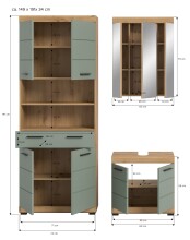 Badezimmer-Set >Scout< in Artisan Eiche / Salbei - 149x191x34cm (BxHxT)