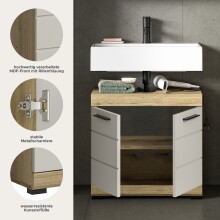 Waschbeckenunterschrank >Scout< in Evoak Oak / Kaschmir - 60x56x34cm (BxHxT)