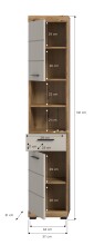 Hochschrank >Scout< in Evoak Oak / Kaschmir - 37x191x31cm (BxHxT)