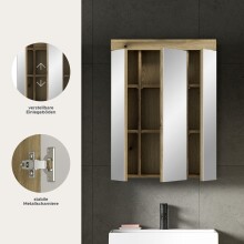 Badezimmerspiegelschrank >Scout< in Evoak Oak / Spiegel - 60x79x18cm (BxHxT)