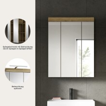 Badezimmerspiegelschrank >Scout< in Evoak Oak / Spiegel - 60x79x18cm (BxHxT)