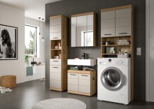 Waschmaschinenumbauschrank >Scout< in Evoak Oak / Kaschmir - 63x191x24cm (BxHxT)