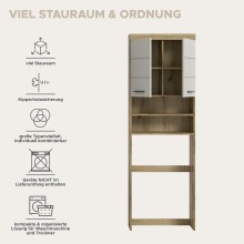 Waschmaschinenumbauschrank >Scout< in Evoak Oak / Kaschmir - 63x191x24cm (BxHxT)