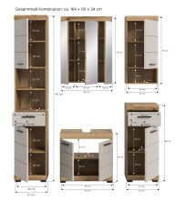 Badezimmer-Set >Scout< in Evoak Oak / Kaschmir - 164x191x34cm (BxHxT)