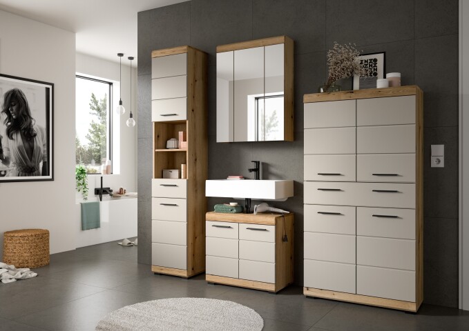 Badezimmer-Set >Scout< in Evoak Oak / Kaschmir - 201x191x34cm (BxHxT)