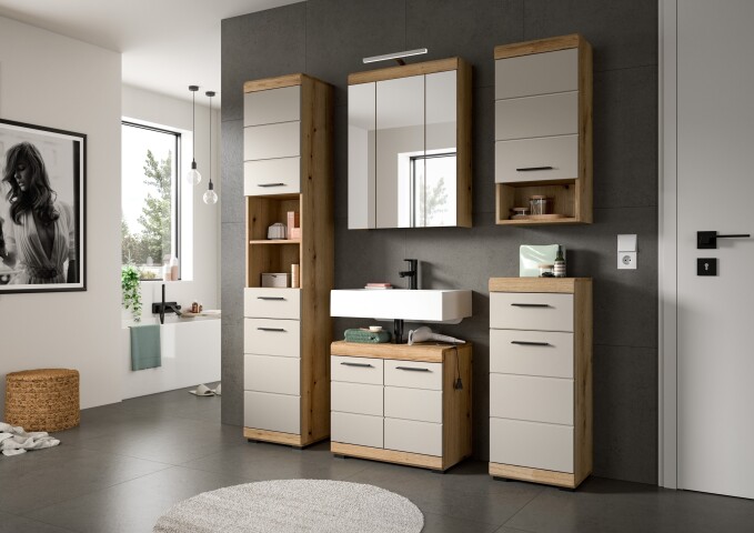 Badezimmer-Set >Scout< in Evoak Oak / Kaschmir - 164x191x34cm (BxHxT)