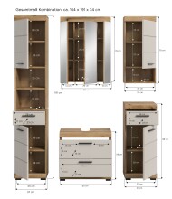 Badezimmer-Set >Scout< in Evoak Oak / Kaschmir - 164x191x34cm (BxHxT)