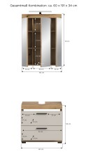 Badezimmer-Set >Scout< in Evoak Oak / Kaschmir - 60x191x34cm (BxHxT)