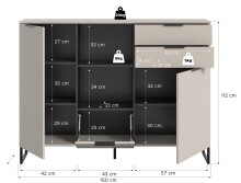 Highboard >Noida< in kaschmir - 112x150x37cm (BxHxT)