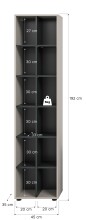 Stauraumvitrine >Noida< in kaschmir - 192x45x35cm (BxHxT)