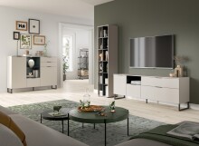 Stauraumvitrine >Noida< in kaschmir - 192x45x35cm (BxHxT)