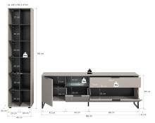 Wohnzimmer-Set >Noida< in kaschmir - 245x192x41cm (BxHxT)