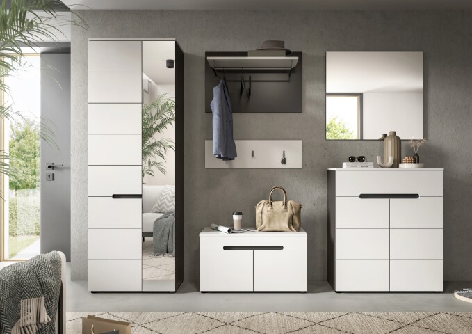 Garderoben-Set >Canu< in Basalt Grau / Weiß - 255x190x37cm (BxHxT)