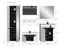 Garderoben-Set >Canu< in Basalt Grau / Weiß - 255x190x37cm (BxHxT)