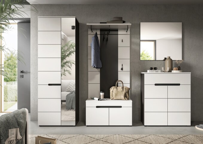 Garderoben-Set >Canu< in Basalt Grau / Weiß - 255x190x37cm (BxHxT)