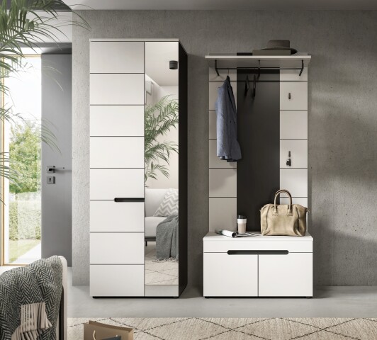 Garderoben-Set >Canu< in Basalt Grau / Weiß - 160x190x37cm (BxHxT)