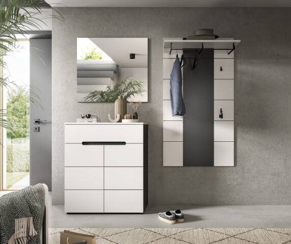 Garderoben-Set >Canu< in Basalt Grau / Weiß - 175x190x37cm (BxHxT)