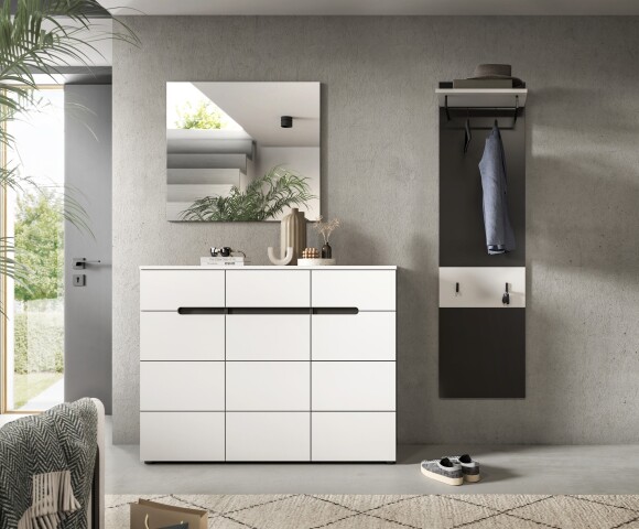 Garderoben-Set >Canu< in Basalt Grau / Weiß - 180x190x37cm (BxHxT)