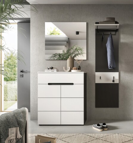 Garderoben-Set >Canu< in Basalt Grau / Weiß - 140x190x37cm (BxHxT)