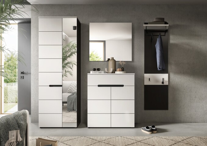 Garderoben-Set >Canu< in Basalt Grau / Weiß - 220x190x37cm (BxHxT)