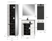 Garderoben-Set >Canu< in Basalt Grau / Weiß - 220x190x37cm (BxHxT)