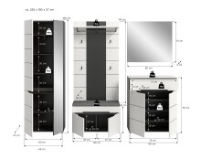 Garderoben-Set >Canu< in Basalt Grau / Weiß - 255x190x37cm (BxHxT)