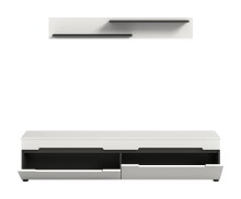 Lowboard >Canu< in Basalt Grau / Weiß - 170x38x33cm (BxHxT)