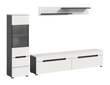 Wohnzimmer-Set >Canu< in Basalt Grau / Weiß - 221x141x33cm (BxHxT)
