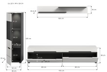 Wohnzimmer-Set >Canu< in Basalt Grau / Weiß - 221x141x33cm (BxHxT)