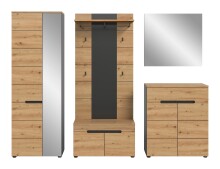 Garderoben-Set >Canu< in Basalt Grau / Artisan - 255x190x37cm (BxHxT)