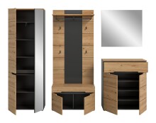 Garderoben-Set >Canu< in Basalt Grau / Artisan - 255x190x37cm (BxHxT)