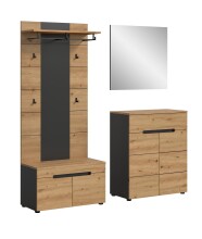 Garderoben-Set >Canu< in Basalt Grau / Artisan - 175x190x37cm (BxHxT)