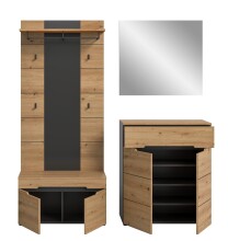 Garderoben-Set >Canu< in Basalt Grau / Artisan - 175x190x37cm (BxHxT)