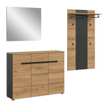 Garderoben-Set >Canu< in Basalt Grau / Artisan - 215x190x37cm (BxHxT)